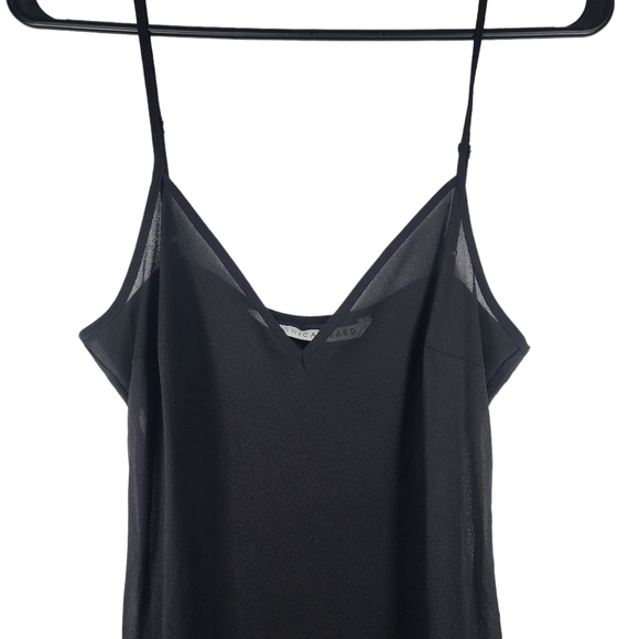 VERONICA BEARD Womens Silk Black V Neck Flowy Spaghetti Strap Slip Dress Sheer - Picture 4 of 7